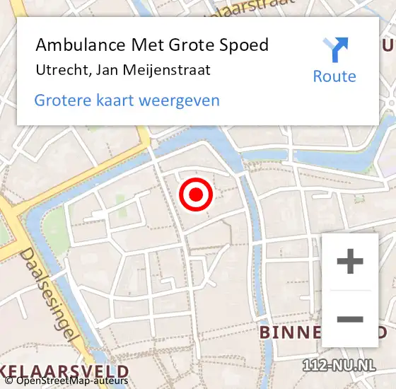 Locatie op kaart van de 112 melding: Ambulance Met Grote Spoed Naar Utrecht, Jan Meijenstraat op 15 december 2013 07:41