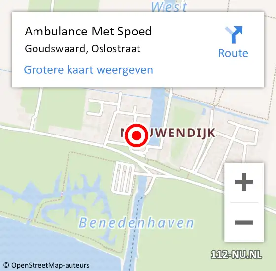 Locatie op kaart van de 112 melding: Ambulance Met Spoed Naar Goudswaard, Oslostraat op 15 mei 2016 19:34