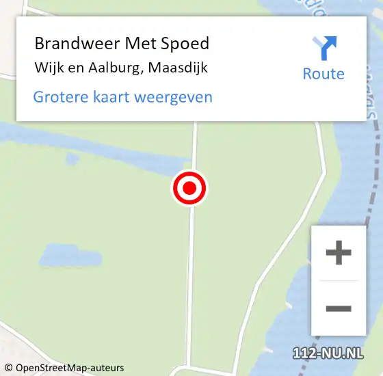 Locatie op kaart van de 112 melding: Brandweer Met Spoed Naar Wijk en Aalburg, Maasdijk op 15 mei 2016 19:40