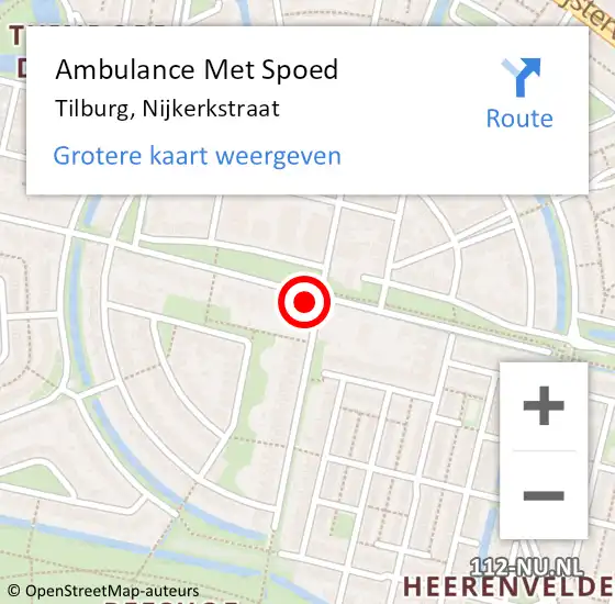 Locatie op kaart van de 112 melding: Ambulance Met Spoed Naar Tilburg, Nijkerkstraat op 15 mei 2016 20:13