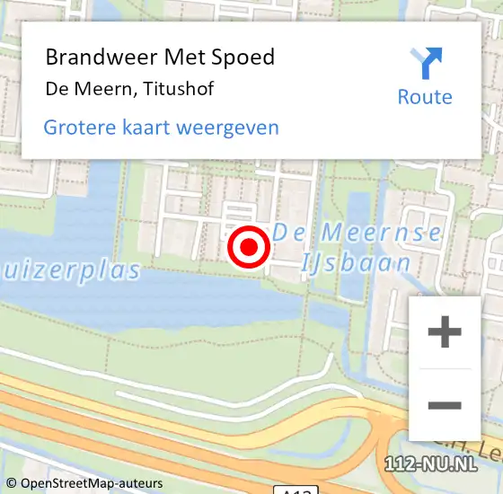 Locatie op kaart van de 112 melding: Brandweer Met Spoed Naar De Meern, Titushof op 15 mei 2016 20:14