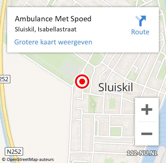 Locatie op kaart van de 112 melding: Ambulance Met Spoed Naar Sluiskil, Isabellastraat op 15 mei 2016 20:33