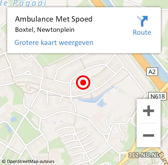 Locatie op kaart van de 112 melding: Ambulance Met Spoed Naar Boxtel, Newtonplein op 15 mei 2016 20:55