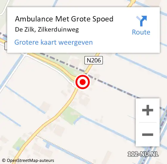 Locatie op kaart van de 112 melding: Ambulance Met Grote Spoed Naar De Zilk, Zilkerduinweg op 15 mei 2016 21:28