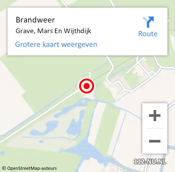 Locatie op kaart van de 112 melding: Brandweer Grave, Mars En Wijthdijk op 15 mei 2016 21:37