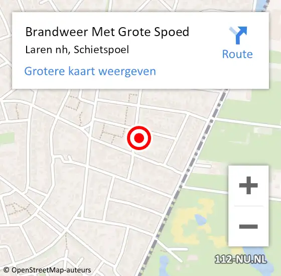 Locatie op kaart van de 112 melding: Brandweer Met Grote Spoed Naar Laren nh, Schietspoel op 15 mei 2016 21:45