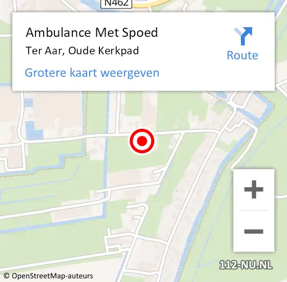 Locatie op kaart van de 112 melding: Ambulance Met Spoed Naar Ter Aar, Oude Kerkpad op 15 mei 2016 22:03