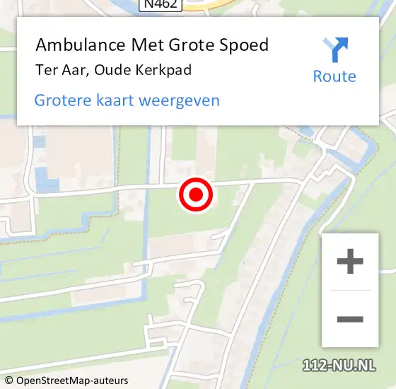 Locatie op kaart van de 112 melding: Ambulance Met Grote Spoed Naar Ter Aar, Oude Kerkpad op 15 mei 2016 22:05