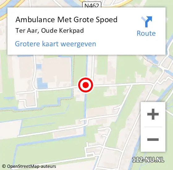 Locatie op kaart van de 112 melding: Ambulance Met Grote Spoed Naar Ter Aar, Oude Kerkpad op 15 mei 2016 22:06