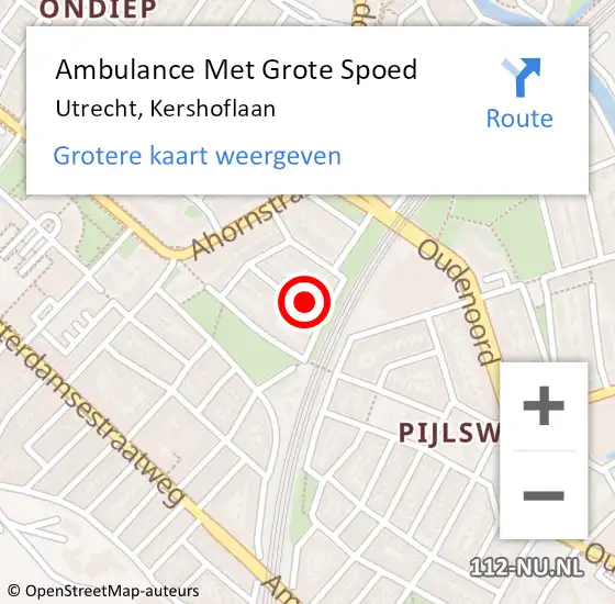 Locatie op kaart van de 112 melding: Ambulance Met Grote Spoed Naar Utrecht, Kershoflaan op 15 mei 2016 22:12