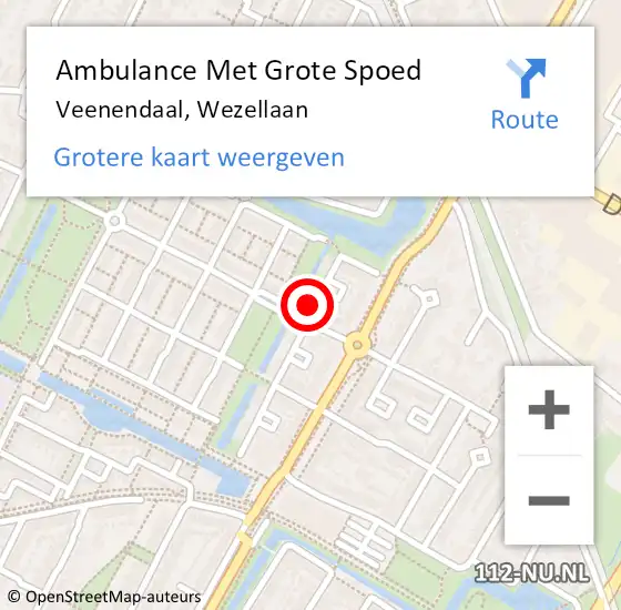 Locatie op kaart van de 112 melding: Ambulance Met Grote Spoed Naar Veenendaal, Wezellaan op 15 mei 2016 23:47