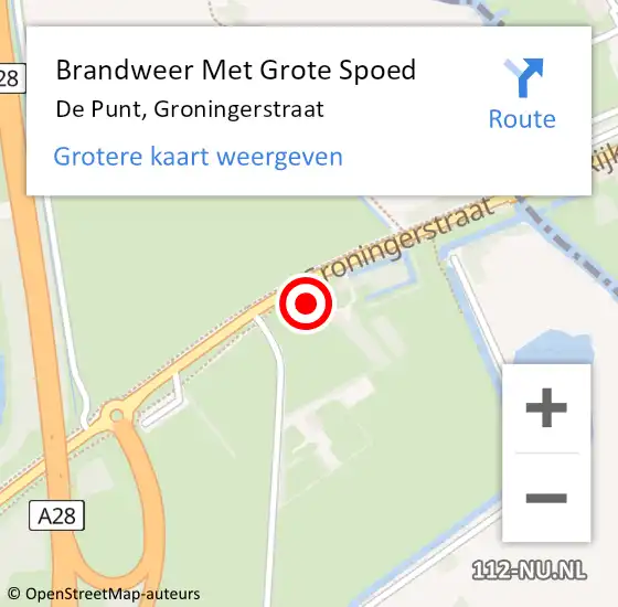 Locatie op kaart van de 112 melding: Brandweer Met Grote Spoed Naar De Punt, Groningerstraat op 15 mei 2016 23:57