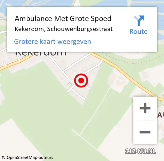 Locatie op kaart van de 112 melding: Ambulance Met Grote Spoed Naar Kekerdom, Schouwenburgsestraat op 16 mei 2016 04:02