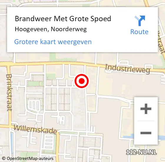 Locatie op kaart van de 112 melding: Brandweer Met Grote Spoed Naar Hoogeveen, Noorderweg op 16 mei 2016 04:57