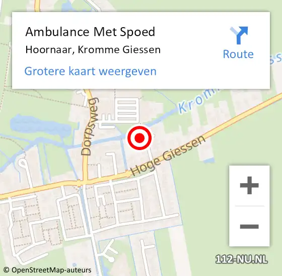 Locatie op kaart van de 112 melding: Ambulance Met Spoed Naar Hoornaar, Kromme Giessen op 16 mei 2016 07:36