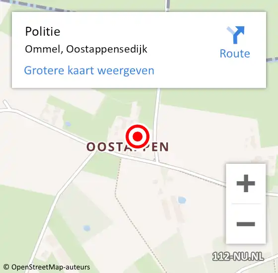 Locatie op kaart van de 112 melding: Politie Ommel, Oostappensedijk op 16 mei 2016 09:25