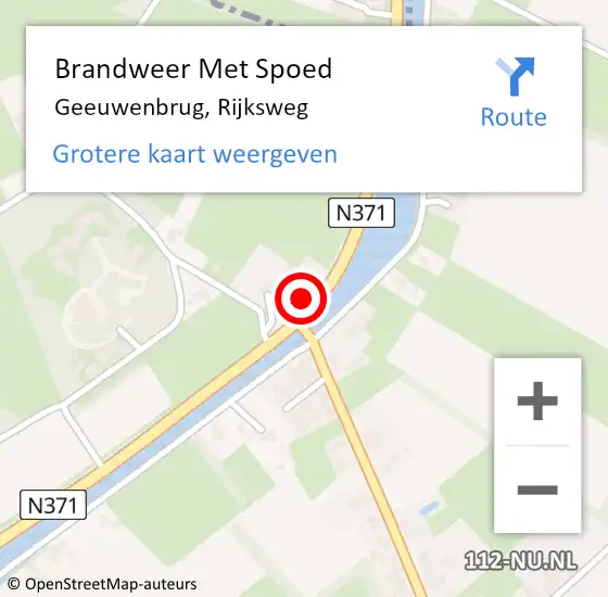 Locatie op kaart van de 112 melding: Brandweer Met Spoed Naar Geeuwenbrug, Rijksweg op 16 mei 2016 09:42