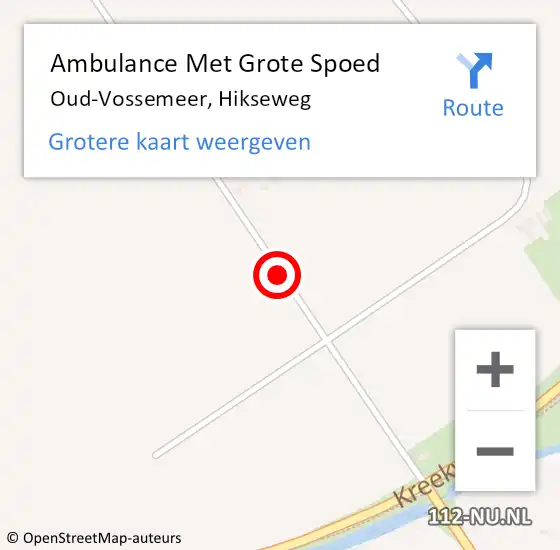 Locatie op kaart van de 112 melding: Ambulance Met Grote Spoed Naar Oud-Vossemeer, Hikseweg op 16 mei 2016 09:45