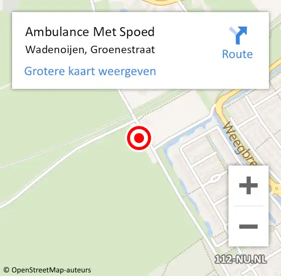 Locatie op kaart van de 112 melding: Ambulance Met Spoed Naar Wadenoijen, Groenestraat op 16 mei 2016 09:49