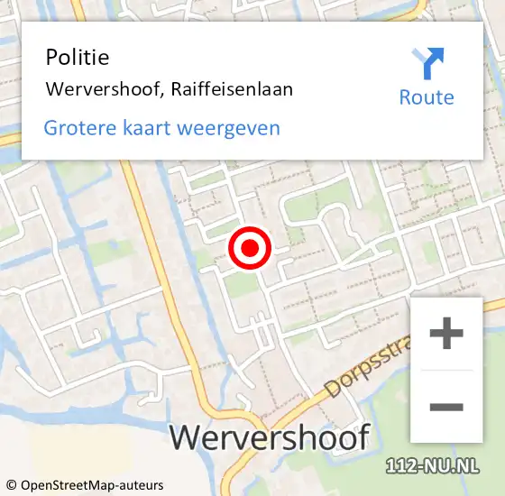 Locatie op kaart van de 112 melding: Politie Wervershoof, Raiffeisenlaan op 16 mei 2016 10:38