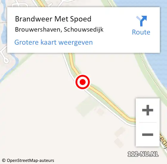 Locatie op kaart van de 112 melding: Brandweer Met Spoed Naar Brouwershaven, Schouwsedijk op 16 mei 2016 10:48