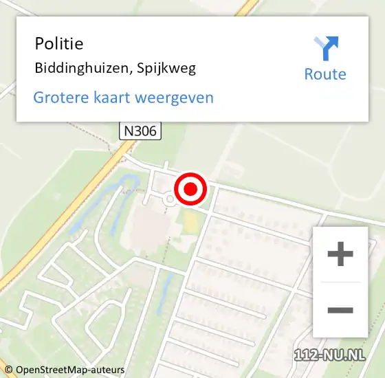 Locatie op kaart van de 112 melding: Politie Biddinghuizen, Spijkweg op 16 mei 2016 11:00