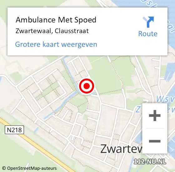 Locatie op kaart van de 112 melding: Ambulance Met Spoed Naar Zwartewaal, Clausstraat op 16 mei 2016 11:16
