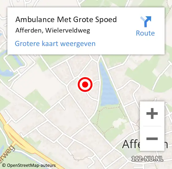 Locatie op kaart van de 112 melding: Ambulance Met Grote Spoed Naar Afferden, Wielerveldweg op 16 mei 2016 11:25