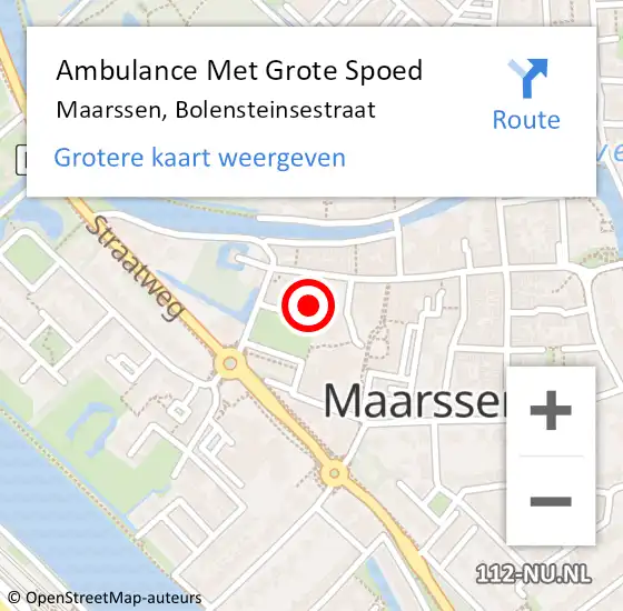 Locatie op kaart van de 112 melding: Ambulance Met Grote Spoed Naar Maarssen, Bolensteinsestraat op 16 mei 2016 11:25