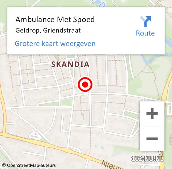 Locatie op kaart van de 112 melding: Ambulance Met Spoed Naar Geldrop, Griendstraat op 16 mei 2016 11:26