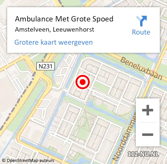 Locatie op kaart van de 112 melding: Ambulance Met Grote Spoed Naar Amstelveen, Leeuwenhorst op 16 mei 2016 11:55