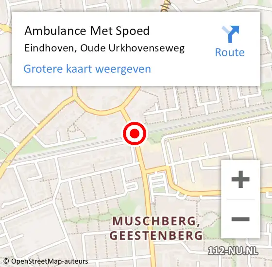 Locatie op kaart van de 112 melding: Ambulance Met Spoed Naar Eindhoven, Oude Urkhovenseweg op 16 mei 2016 12:16