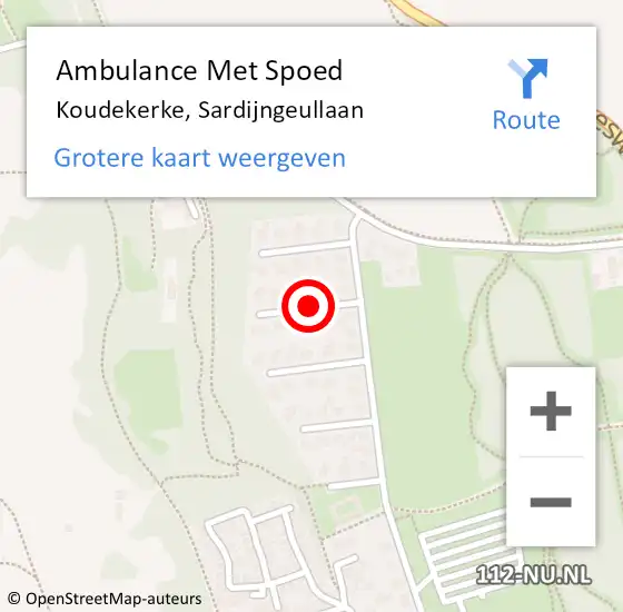 Locatie op kaart van de 112 melding: Ambulance Met Spoed Naar Koudekerke, Sardijngeullaan op 15 december 2013 09:28