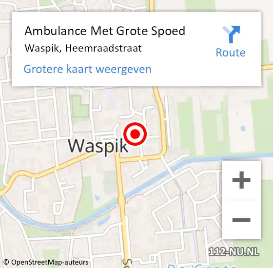 Locatie op kaart van de 112 melding: Ambulance Met Grote Spoed Naar Waspik, Heemraadstraat op 16 mei 2016 12:47