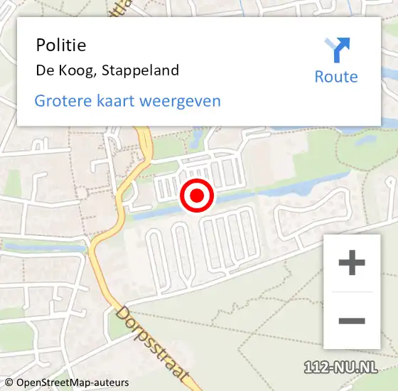 Locatie op kaart van de 112 melding: Politie De Koog, Stappeland op 16 mei 2016 12:52