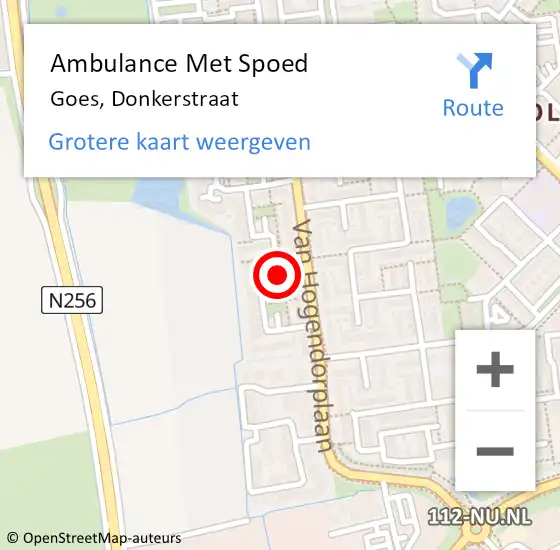 Locatie op kaart van de 112 melding: Ambulance Met Spoed Naar Goes, Donkerstraat op 16 mei 2016 13:36