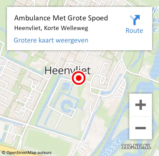 Locatie op kaart van de 112 melding: Ambulance Met Grote Spoed Naar Heenvliet, Korte Welleweg op 16 mei 2016 14:14