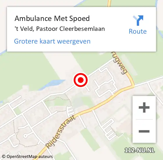 Locatie op kaart van de 112 melding: Ambulance Met Spoed Naar 't Veld, Pastoor Cleerbesemlaan op 16 mei 2016 14:22