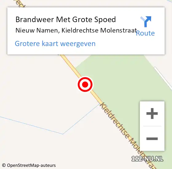 Locatie op kaart van de 112 melding: Brandweer Met Grote Spoed Naar Nieuw Namen, Kieldrechtse Molenstraat op 16 mei 2016 14:47