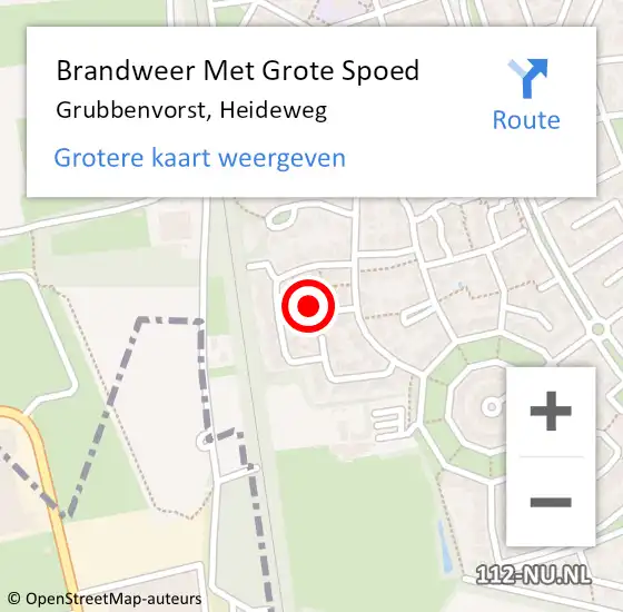 Locatie op kaart van de 112 melding: Brandweer Met Grote Spoed Naar Grubbenvorst, Heideweg op 16 mei 2016 16:15