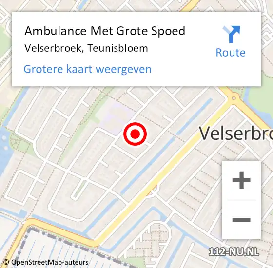 Locatie op kaart van de 112 melding: Ambulance Met Grote Spoed Naar Velserbroek, Teunisbloem op 16 mei 2016 16:36