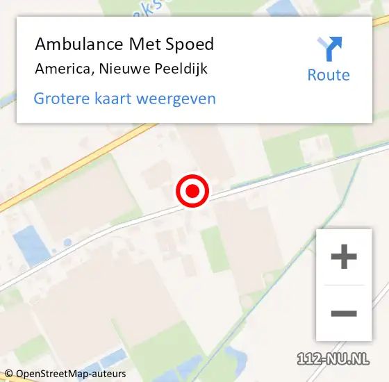 Locatie op kaart van de 112 melding: Ambulance Met Spoed Naar America, Nieuwe Peeldijk op 15 december 2013 10:01