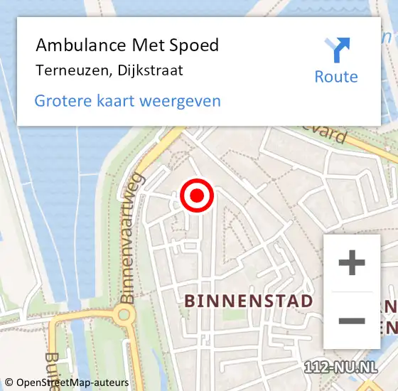 Locatie op kaart van de 112 melding: Ambulance Met Spoed Naar Terneuzen, Dijkstraat op 16 mei 2016 17:29