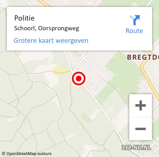 Locatie op kaart van de 112 melding: Politie Schoorl, Oorsprongweg op 16 mei 2016 19:19