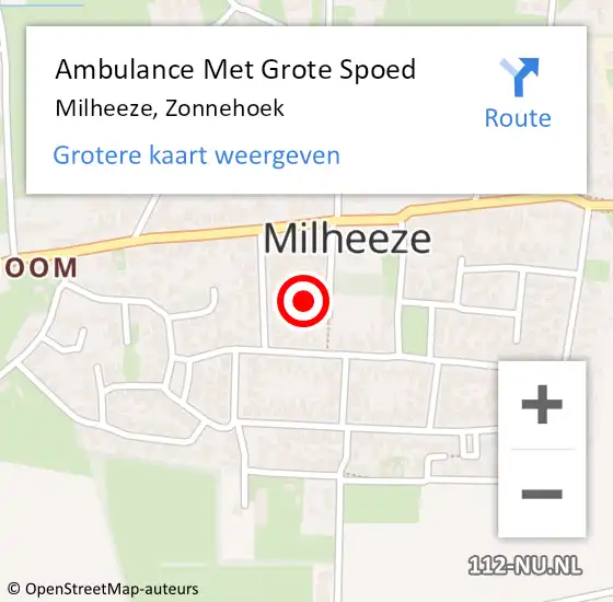 Locatie op kaart van de 112 melding: Ambulance Met Grote Spoed Naar Milheeze, Zonnehoek op 16 mei 2016 20:42