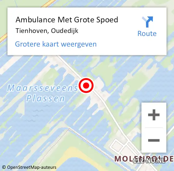 Locatie op kaart van de 112 melding: Ambulance Met Grote Spoed Naar Tienhoven, Oudedijk op 16 mei 2016 21:35