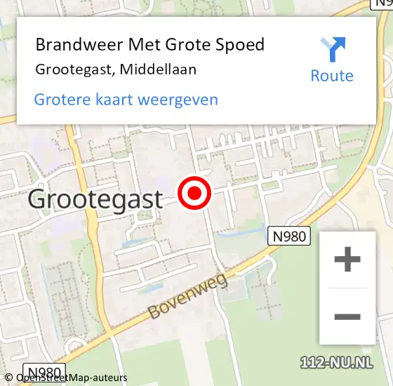 Locatie op kaart van de 112 melding: Brandweer Met Grote Spoed Naar Grootegast, Middellaan op 16 mei 2016 22:52