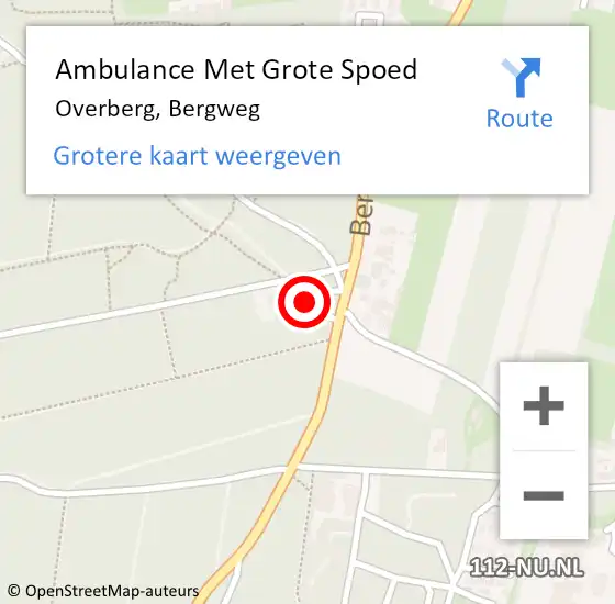 Locatie op kaart van de 112 melding: Ambulance Met Grote Spoed Naar Overberg, Bergweg op 16 mei 2016 23:08