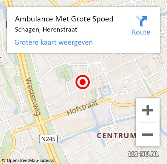 Locatie op kaart van de 112 melding: Ambulance Met Grote Spoed Naar Schagen, Herenstraat op 16 mei 2016 23:13