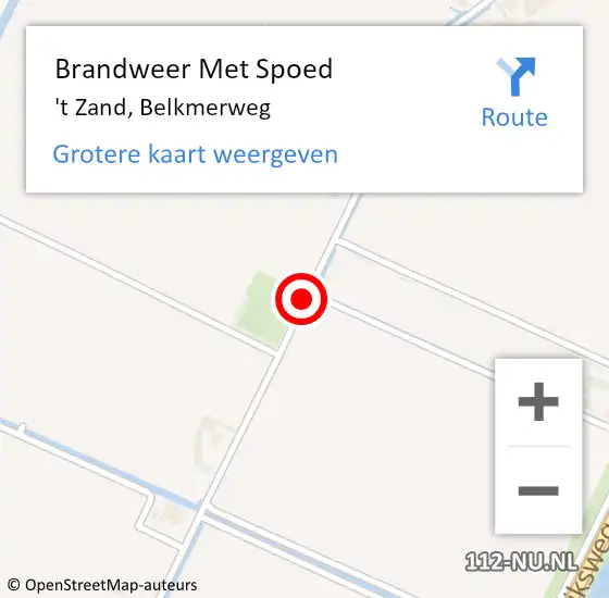 Locatie op kaart van de 112 melding: Brandweer Met Spoed Naar 't Zand, Belkmerweg op 16 mei 2016 23:41